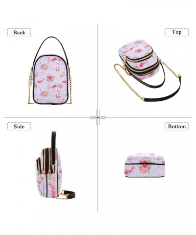 Cell Phone Purse Pink Flamingo Flower Flora Crossbody Handbag Durable Shoulder Bag Sturdy Travel Pouch Compact Chic Bag for W...