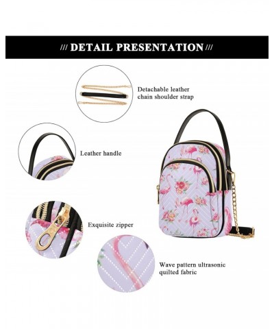 Cell Phone Purse Pink Flamingo Flower Flora Crossbody Handbag Durable Shoulder Bag Sturdy Travel Pouch Compact Chic Bag for W...