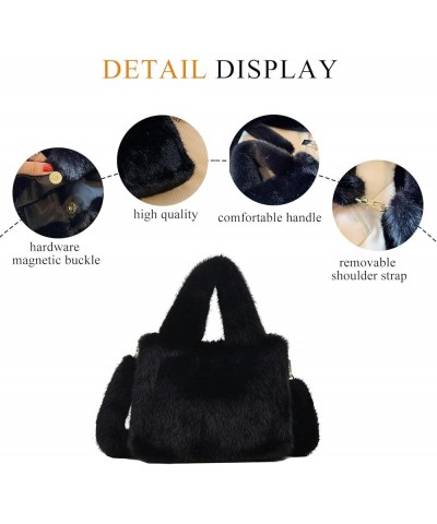 Fluffy Tote Bag for Women, Mini Fuzzy Tote Plush Shoulder Handbag Faux Fur Bag Furry Purse A-light Coffee $10.75 Totes