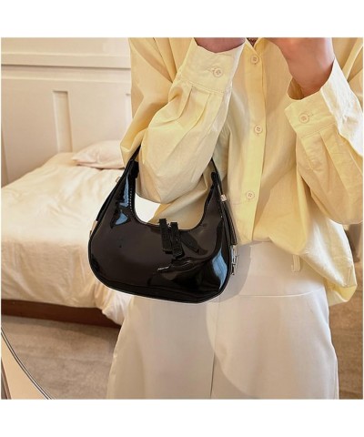 Women PU Evening Handbag Patent Leather Handbag Fashion Candy Color Shoulder Bag Crossbody A-black $18.19 Evening Bags