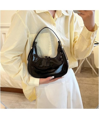 Women PU Evening Handbag Patent Leather Handbag Fashion Candy Color Shoulder Bag Crossbody A-black $18.19 Evening Bags