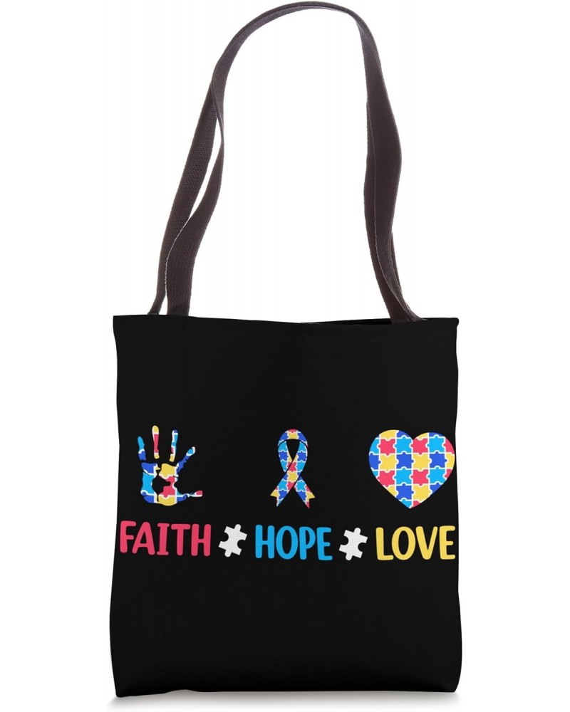 Faith hope love Autism Tote Bag $13.69 Totes