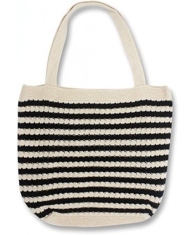 Crochet Tote Bag Y2K Fairy Grunge Knited Hobo Bag Aesthetic Striped Shoulder Handbag Fairycore Alt Purse Accessories Beige $1...