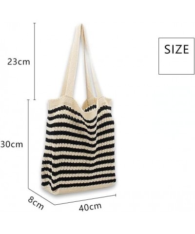 Crochet Tote Bag Y2K Fairy Grunge Knited Hobo Bag Aesthetic Striped Shoulder Handbag Fairycore Alt Purse Accessories Beige $1...