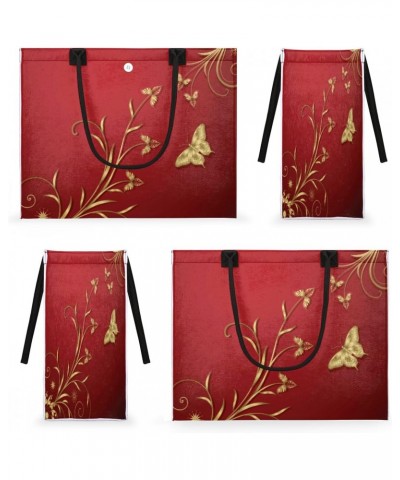 Red Gold Butterfly Flower Large Tote Bag Shoulder Bag For Women Teachers Nurses Work Shopping Travel Handbag Purse $11.35 Totes