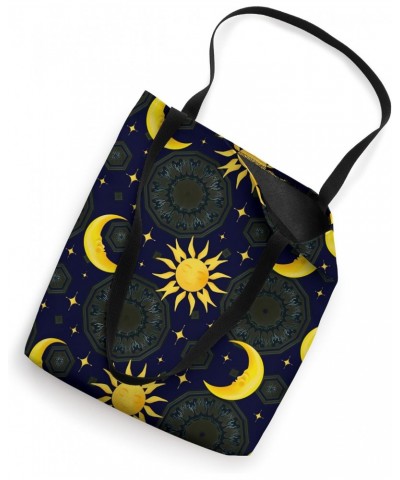 Boho,blue pattern,sun,half moon art Tote Bag $14.00 Totes