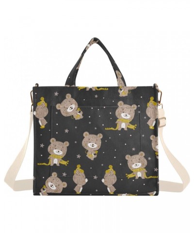 Bears Pattern Corduroy Tote Bag for Women Hobo Crossbody Bag Purse Stylish Shoulder Handbag Messenger Bags, S $13.62 Totes