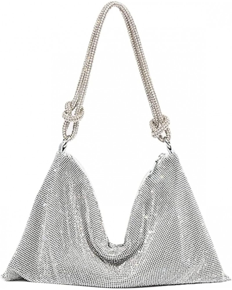 Rhinestone Purse for Woman Chic Dazzling Evening Handbag Sparkling Rhinestone Hobo Bag Night Purse Girls Shiny Silver Clutch ...