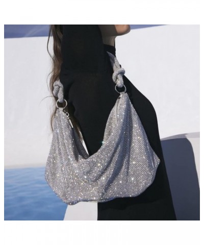 Rhinestone Purse for Woman Chic Dazzling Evening Handbag Sparkling Rhinestone Hobo Bag Night Purse Girls Shiny Silver Clutch ...