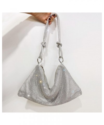 Rhinestone Purse for Woman Chic Dazzling Evening Handbag Sparkling Rhinestone Hobo Bag Night Purse Girls Shiny Silver Clutch ...