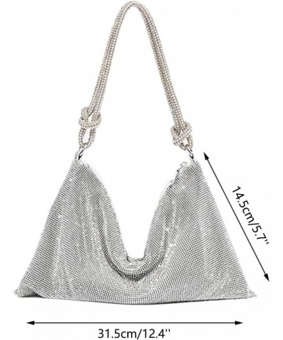 Rhinestone Purse for Woman Chic Dazzling Evening Handbag Sparkling Rhinestone Hobo Bag Night Purse Girls Shiny Silver Clutch ...