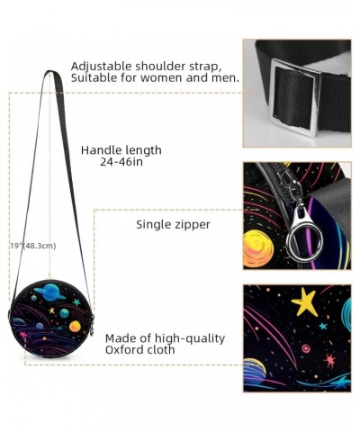 Small Round Crossbody Bags Shoulder Handbags, abstract cartoon planets $8.81 Crossbody Bags