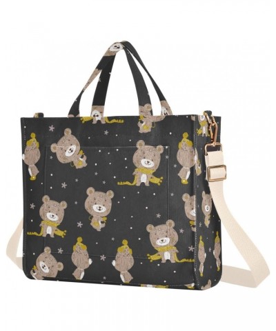 Bears Pattern Corduroy Tote Bag for Women Hobo Crossbody Bag Purse Stylish Shoulder Handbag Messenger Bags, S $13.62 Totes