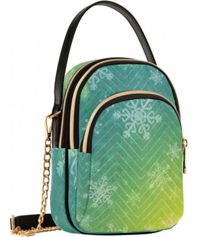 Small Crossbody Bags for Women Trendy Green Snowflake Travel Sling Bag Women's Crossbody Handbags Satchel Bags $11.96 Satchels