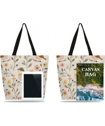 Bird on Branch Canvas Tote Bag - Stylish Accessory for Travel & Casual Days $9.89 Totes