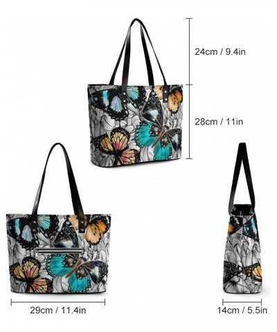 Womens Handbag Butterfly Flower Leather Tote Bag Top Handle Satchel Bags For Lady $14.00 Totes