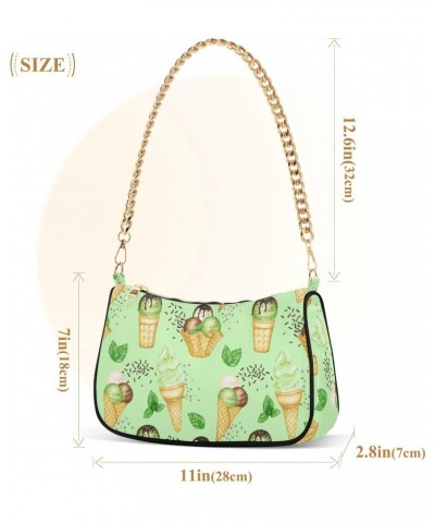 Ice Cream Shoulder Bag for Women Fabric Crescent Handbag with Zipper Chain Clutch Purses for Party Concert Teen Girls Travel ...