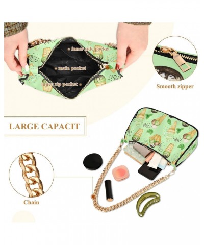 Ice Cream Shoulder Bag for Women Fabric Crescent Handbag with Zipper Chain Clutch Purses for Party Concert Teen Girls Travel ...