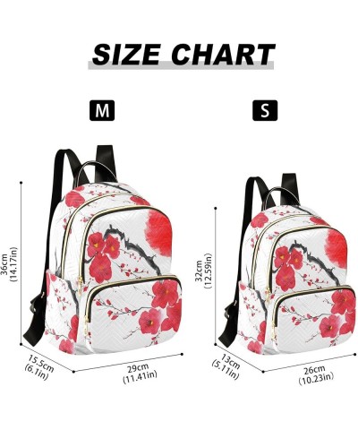 Backpack Purse for Women Branch Red Flowers, Mini Fashion Backpack Fuji Mountain Lightweight Casual Daypack Shoulder Bag Trav...