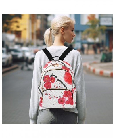 Backpack Purse for Women Branch Red Flowers, Mini Fashion Backpack Fuji Mountain Lightweight Casual Daypack Shoulder Bag Trav...