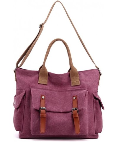 Canvas Handbag for Women Large Capacity Tote Casual Shoulder Bag Designer Crossbody Bag Hobo Purse Top Handle Satchel Purple ...