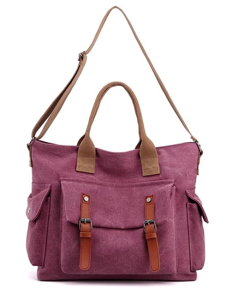 Canvas Handbag for Women Large Capacity Tote Casual Shoulder Bag Designer Crossbody Bag Hobo Purse Top Handle Satchel Purple ...