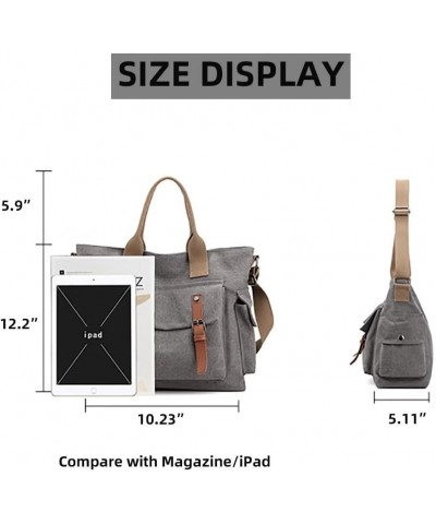 Canvas Handbag for Women Large Capacity Tote Casual Shoulder Bag Designer Crossbody Bag Hobo Purse Top Handle Satchel Purple ...