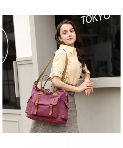 Canvas Handbag for Women Large Capacity Tote Casual Shoulder Bag Designer Crossbody Bag Hobo Purse Top Handle Satchel Purple ...