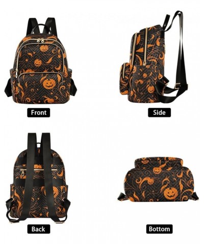 Orange with Swirled Halloween Pumpkins Ladies Fashion Backpack, Backpack with Luggage Strap, Anti Theft Backpack for Women Tr...