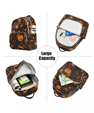 Orange with Swirled Halloween Pumpkins Ladies Fashion Backpack, Backpack with Luggage Strap, Anti Theft Backpack for Women Tr...