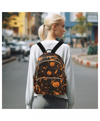 Orange with Swirled Halloween Pumpkins Ladies Fashion Backpack, Backpack with Luggage Strap, Anti Theft Backpack for Women Tr...