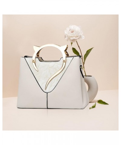 Fashion Handbags for Women Designer Cat Shape Handle Top-Handle Bags Crossbody Bag White White $25.36 Totes