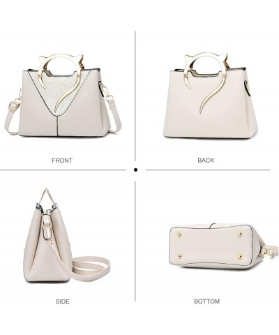 Fashion Handbags for Women Designer Cat Shape Handle Top-Handle Bags Crossbody Bag White White $25.36 Totes