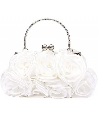 Handbag Women's Tote Bag Rose Flower Pattern Clutch Bags Evening Party Bridal Handbag Bags for Women (Color : Apricot) White ...