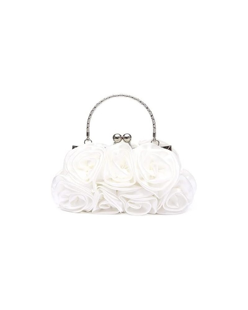 Handbag Women's Tote Bag Rose Flower Pattern Clutch Bags Evening Party Bridal Handbag Bags for Women (Color : Apricot) White ...