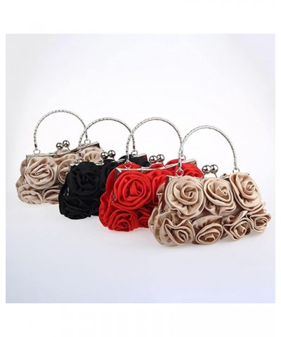 Handbag Women's Tote Bag Rose Flower Pattern Clutch Bags Evening Party Bridal Handbag Bags for Women (Color : Apricot) White ...