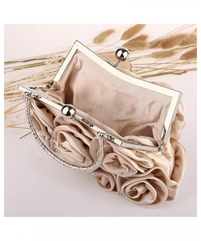 Handbag Women's Tote Bag Rose Flower Pattern Clutch Bags Evening Party Bridal Handbag Bags for Women (Color : Apricot) White ...