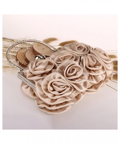 Handbag Women's Tote Bag Rose Flower Pattern Clutch Bags Evening Party Bridal Handbag Bags for Women (Color : Apricot) White ...