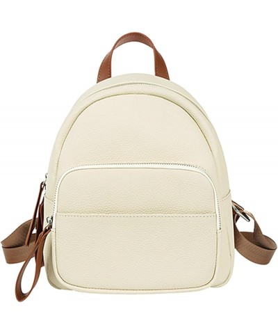 Casual Daypack for Women, Fashion Genuine Leather Backpack Multi-Pocket Travel Small Bookbag Ladies Handbag (White) White $34...