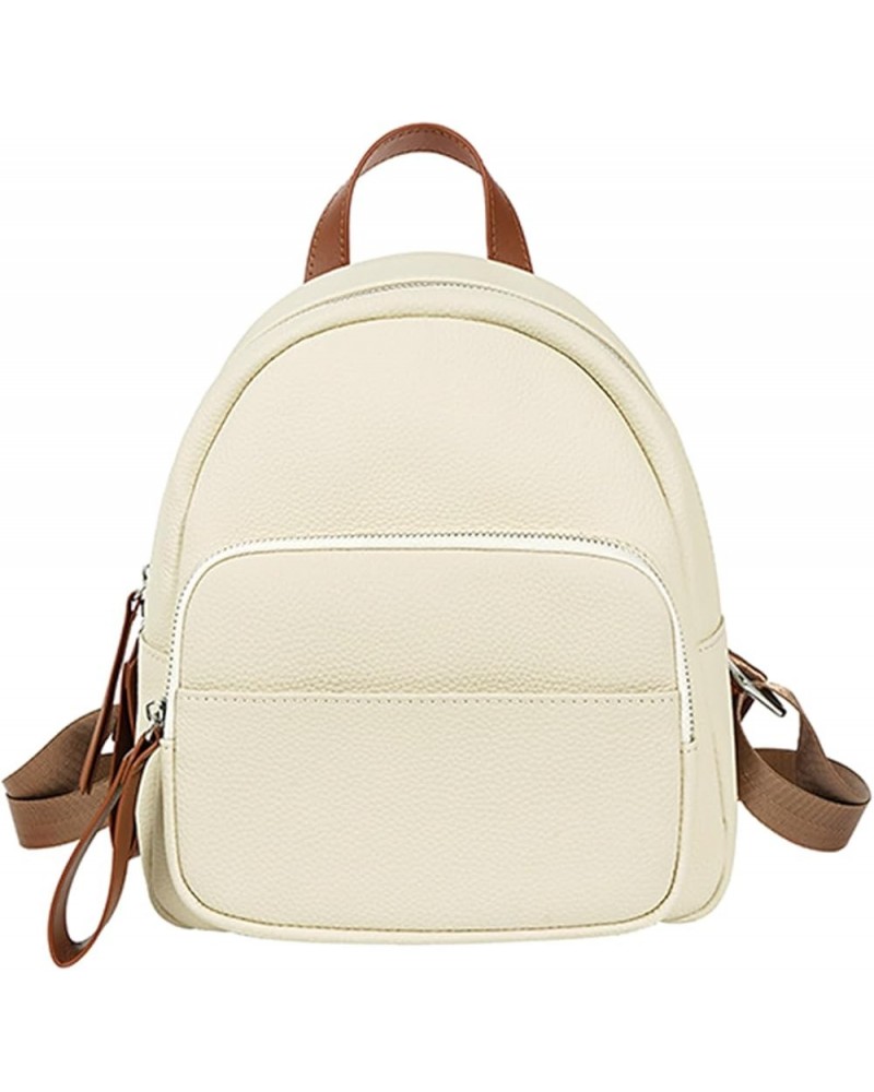 Casual Daypack for Women, Fashion Genuine Leather Backpack Multi-Pocket Travel Small Bookbag Ladies Handbag (White) White $34...