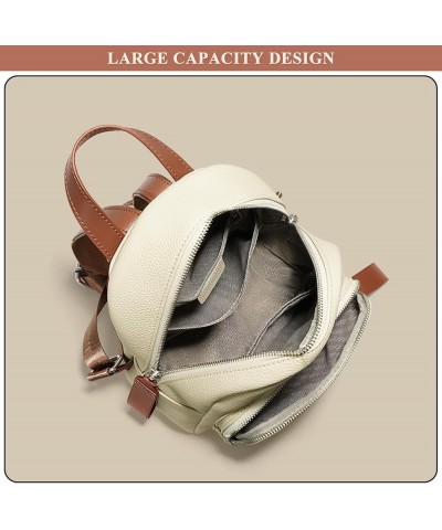 Casual Daypack for Women, Fashion Genuine Leather Backpack Multi-Pocket Travel Small Bookbag Ladies Handbag (White) White $34...