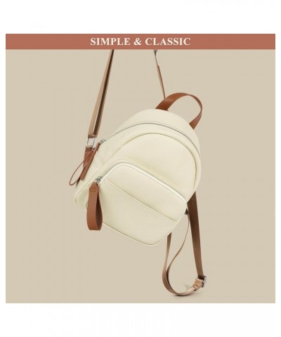 Casual Daypack for Women, Fashion Genuine Leather Backpack Multi-Pocket Travel Small Bookbag Ladies Handbag (White) White $34...