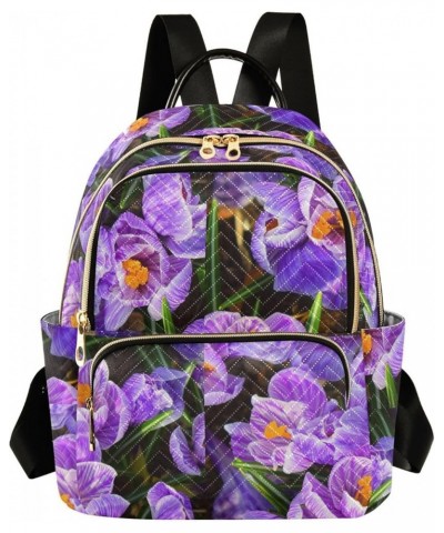 Brightly Violet Flowers Casual Fashion Polyester Travel Rucksack Shoulder Bag Color Small $18.86 Backpacks