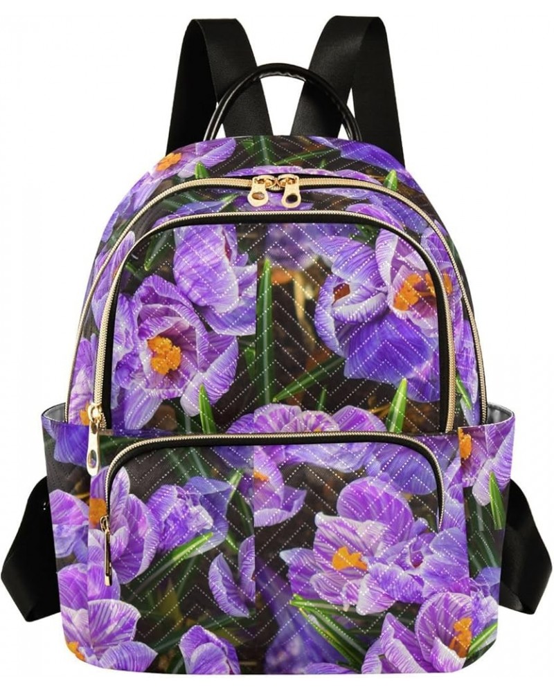 Brightly Violet Flowers Casual Fashion Polyester Travel Rucksack Shoulder Bag Color Small $18.86 Backpacks