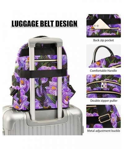 Brightly Violet Flowers Casual Fashion Polyester Travel Rucksack Shoulder Bag Color Small $18.86 Backpacks