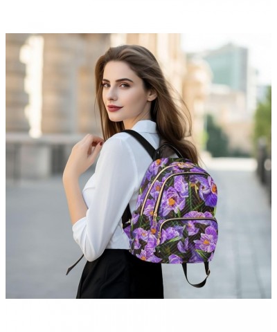 Brightly Violet Flowers Casual Fashion Polyester Travel Rucksack Shoulder Bag Color Small $18.86 Backpacks