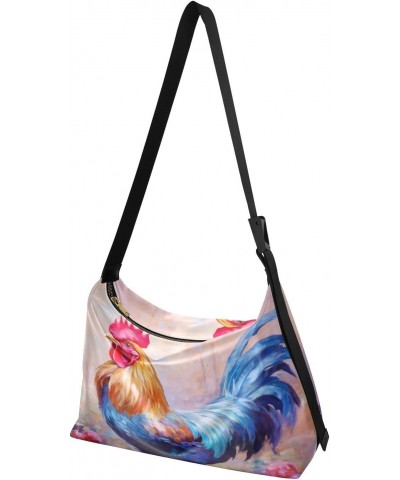 Farmhouse Rooster Painting Tote Bag for Women Large Hobo Bags Hobo Crossbody Handbag Hobo Wallets with Adjustable Strap for T...