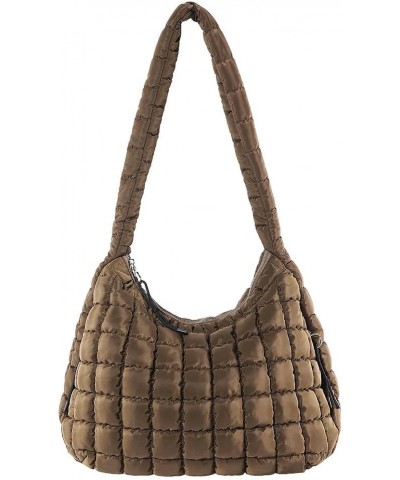 Quilted Crossbody Bag Large Tote Bag Puffy Tote for Women,Lightweight Quilted Tote Bag Padding Hobo Bag Coffee $15.59 Totes