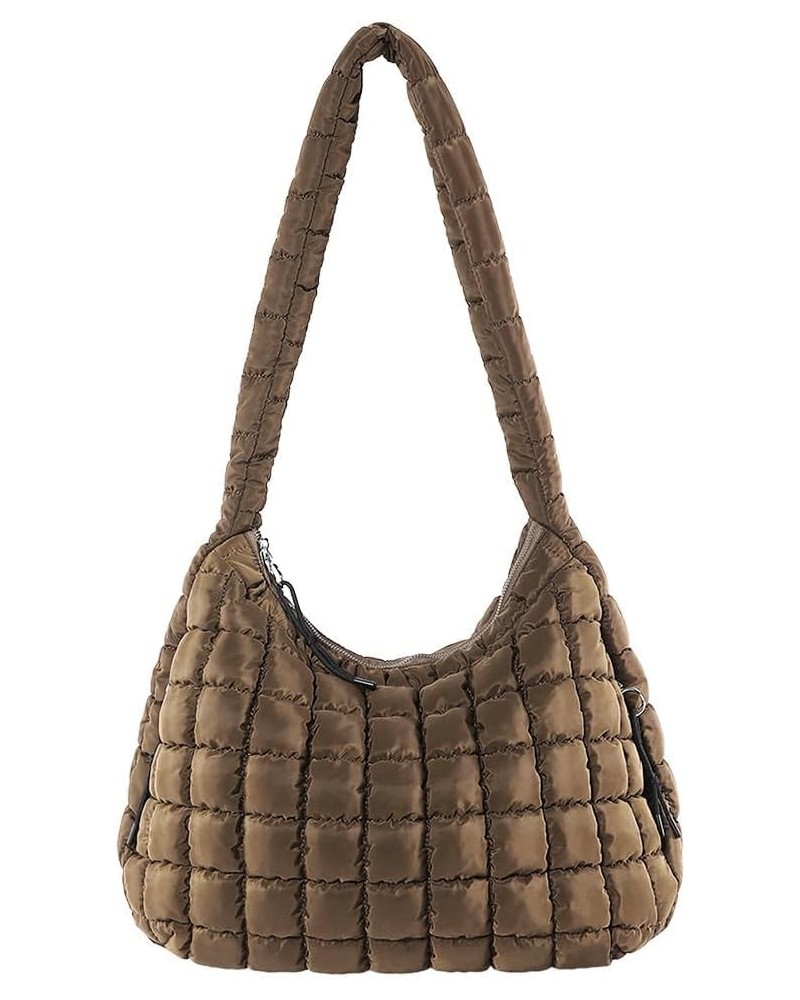 Quilted Crossbody Bag Large Tote Bag Puffy Tote for Women,Lightweight Quilted Tote Bag Padding Hobo Bag Coffee $15.59 Totes