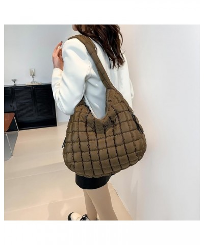 Quilted Crossbody Bag Large Tote Bag Puffy Tote for Women,Lightweight Quilted Tote Bag Padding Hobo Bag Coffee $15.59 Totes